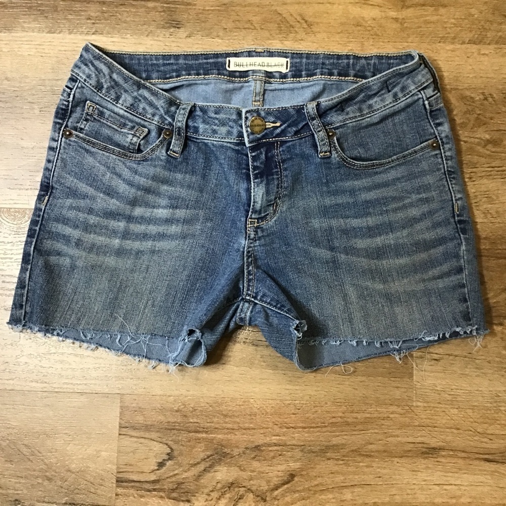 Bullhead Black Shorts Juniors Size 7 Denim Jean Cut Off Frayed Hem Blue …